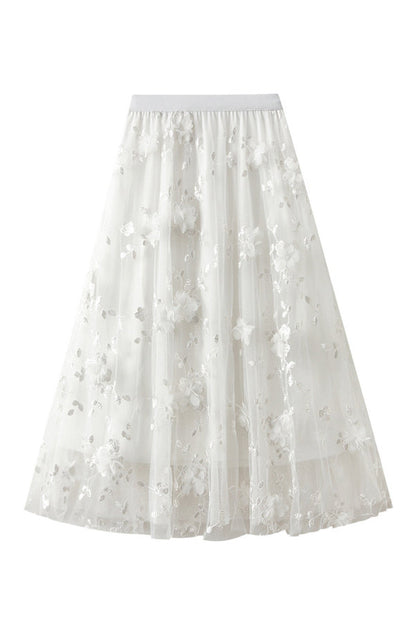 Mesh embroidery heavy industry skirt large size gauze skirt