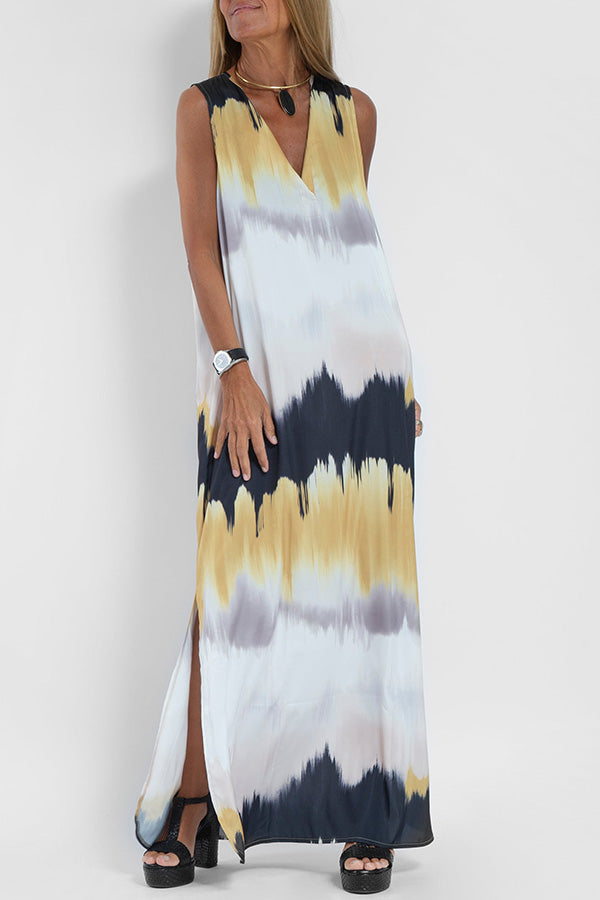 Mustard tie dye sleeveless dress