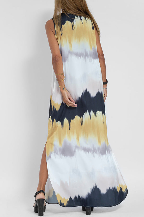 Mustard tie dye sleeveless dress